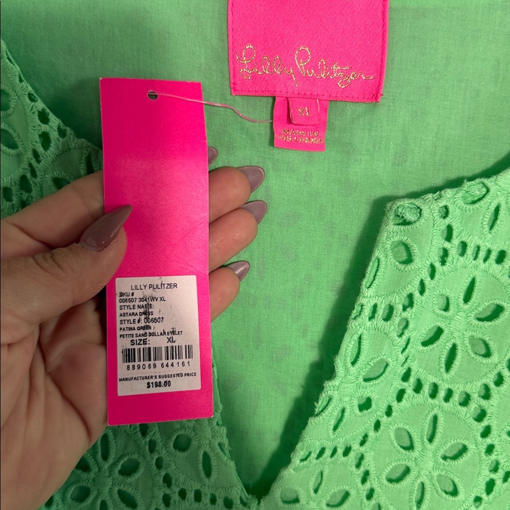 Lilly Pulitzer Green Eyelet Dress, Size XL, NWT - Picture 3 of 6